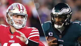 (L to R) Brock Purdy and Jalen Hurts will face off in the 49ers vs Eagles live stream