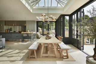 contemporary orangery with open plan kitchen
