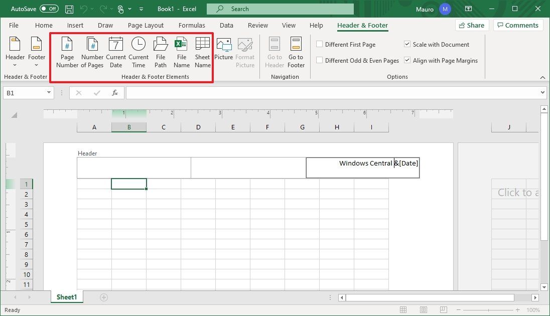 How to add a header and footer in Excel | Windows Central