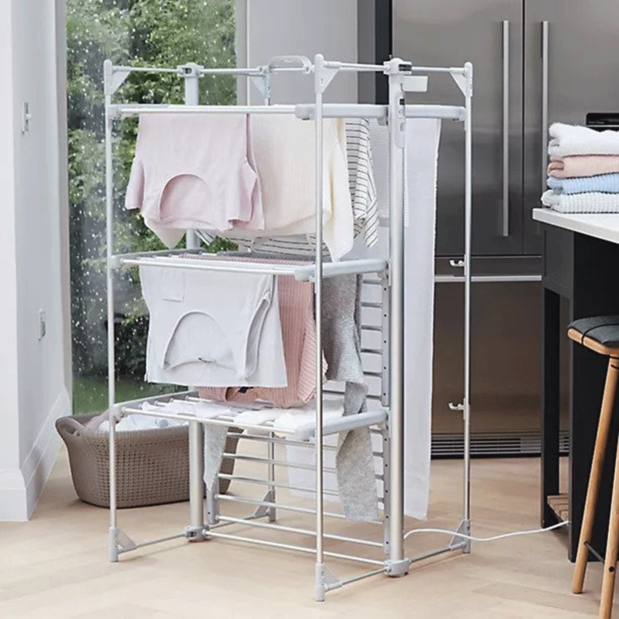 Heated airer three-tier