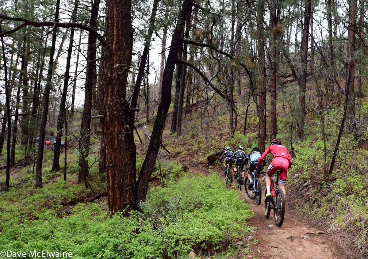 A chase group formed early but could see the leaders for quite a while