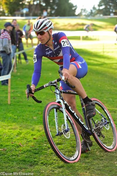 Jeremy Powers (Rapha Focus) riding with a massive lead on lap three