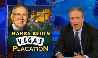 Jon Stewart mocks Democrat Harry Reid's poor oratory, Koch hypocrisy