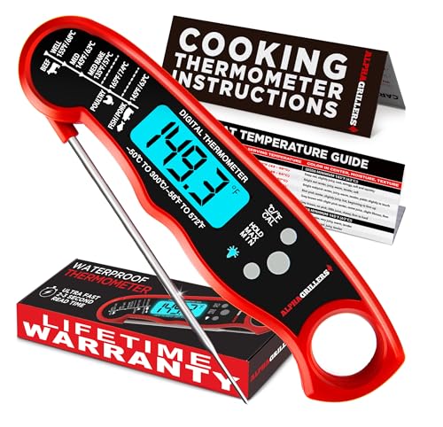 Alpha Grillers Meat Thermometer Digital - Instant Read Food Thermometer for Cooking Grilling Air Fryer Griddle Probe Kitchen Gadgets Essentials Bbq Accessories Grill Gifts for Men Him Dad Birthday