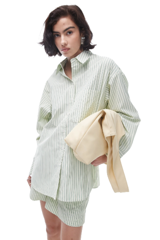 Topshop Oversized Striped Cotton Button Up Shirt (was $62) 