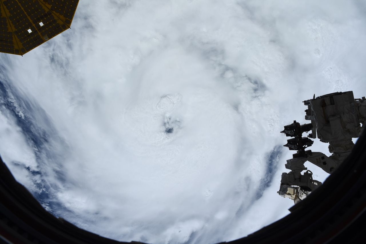 Hurricane Ida crosses the Gulf of Mexico in this view from the International Space Station taken by NASA astronaut Megan McArthur just before 12 p.m. CDT (1700 GMT) on Aug. 28, 2021.