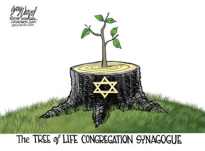 Editorial cartoon U.S. The Tree of Life congregation synagogue Pittsburgh shooting