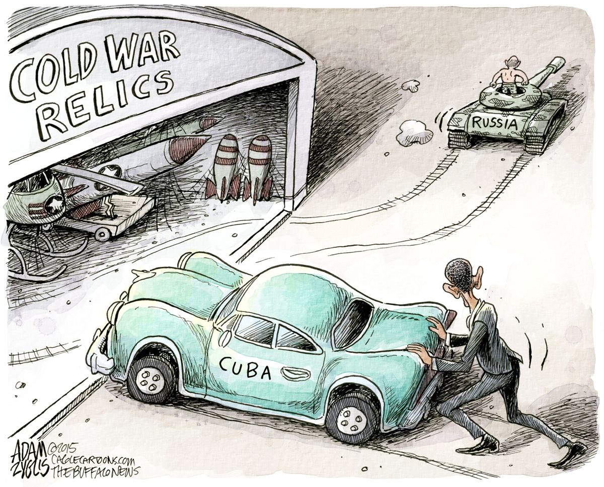 Obama cartoon World Cuba Cold War