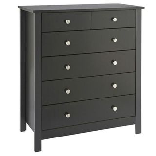 Florence Black Chest of Drawers, five large drawers and two small