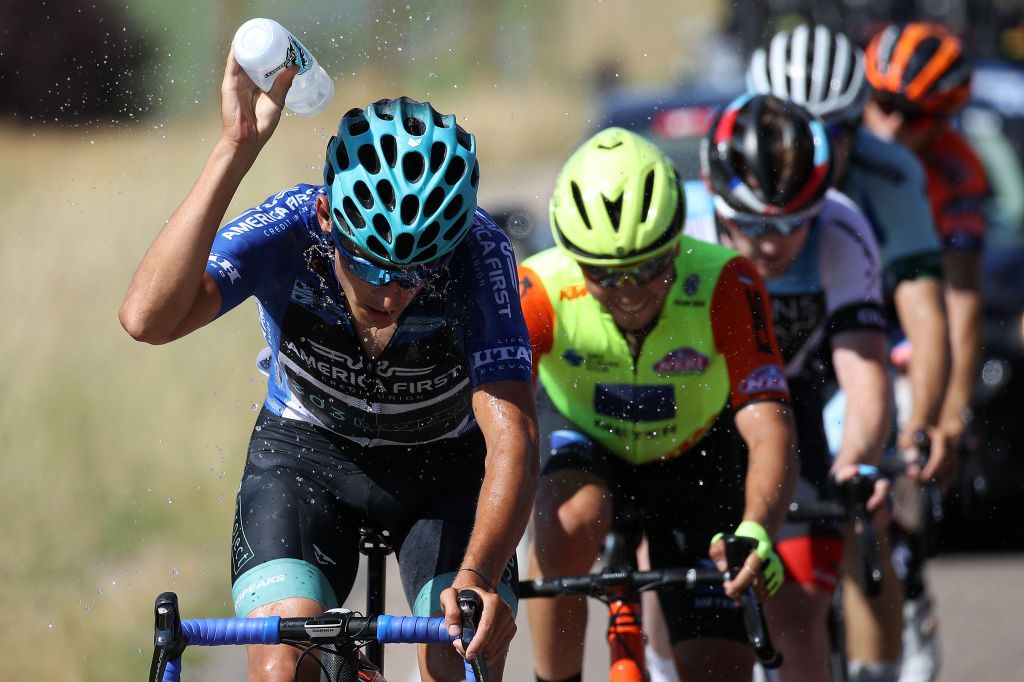 Bernat Font Has cools himself during stage 5 at the Tour of Utah