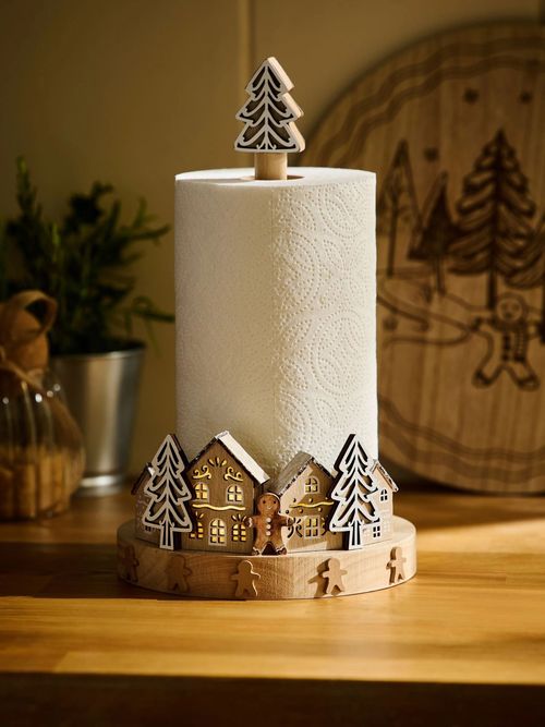 Natural Light Up Christmas Gingerbread Kitchen Roll Holder