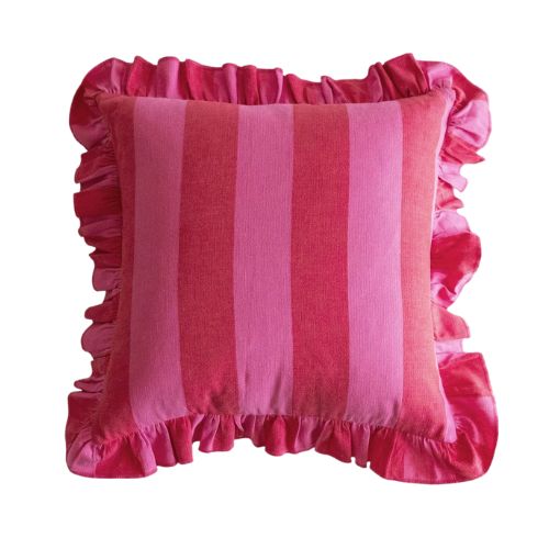 GreenRow, Pink/Red Cabana Stripe Pillow Cover