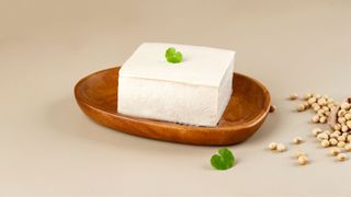 silken tofu in wooden bowl