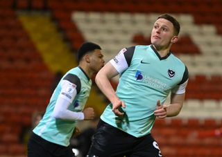 Portsmouth season preview 2023/24 Colby Bishop of Portsmouth celebrates after scoring the team's first goal during the Sky Bet League One between Barnsley and Portsmouth at Oakwell Stadium on March 07, 2023 in Barnsley, England. (Photo by Michael Regan/Getty Images)