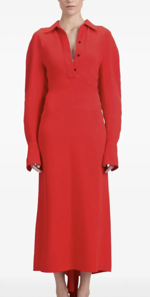 Victoria Beckham, Long-Sleeve Polo-Collar Midi Dress (Was $1,450)