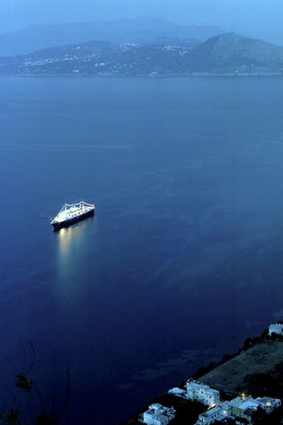 cruise ship near a port