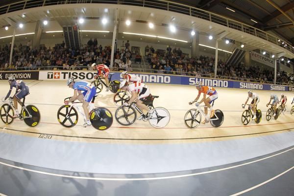 The Danish fans watch as Alex Rasmussen gets the win in the men's scratch race