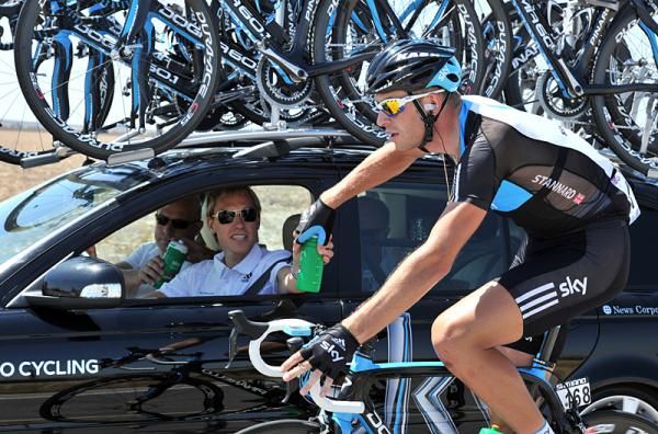Ian Stannard (Team Sky) had a busy day shuttling water bottle from the team car to his teammates.