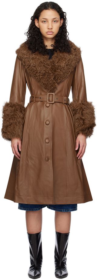 Brown Foxy Shearling Coat