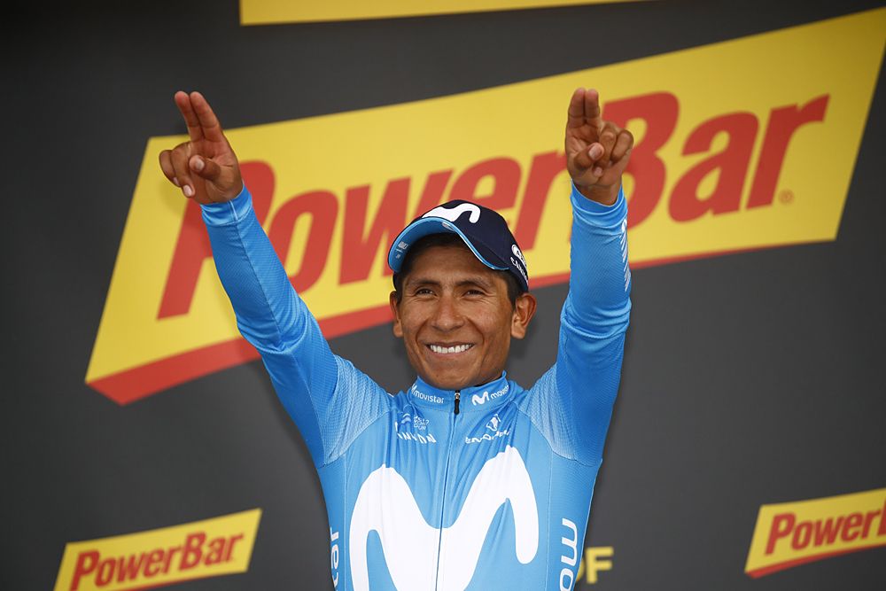 Nairo Quintana (Movistar) wins on the Col du Portet, stage 17 at the Tour de France