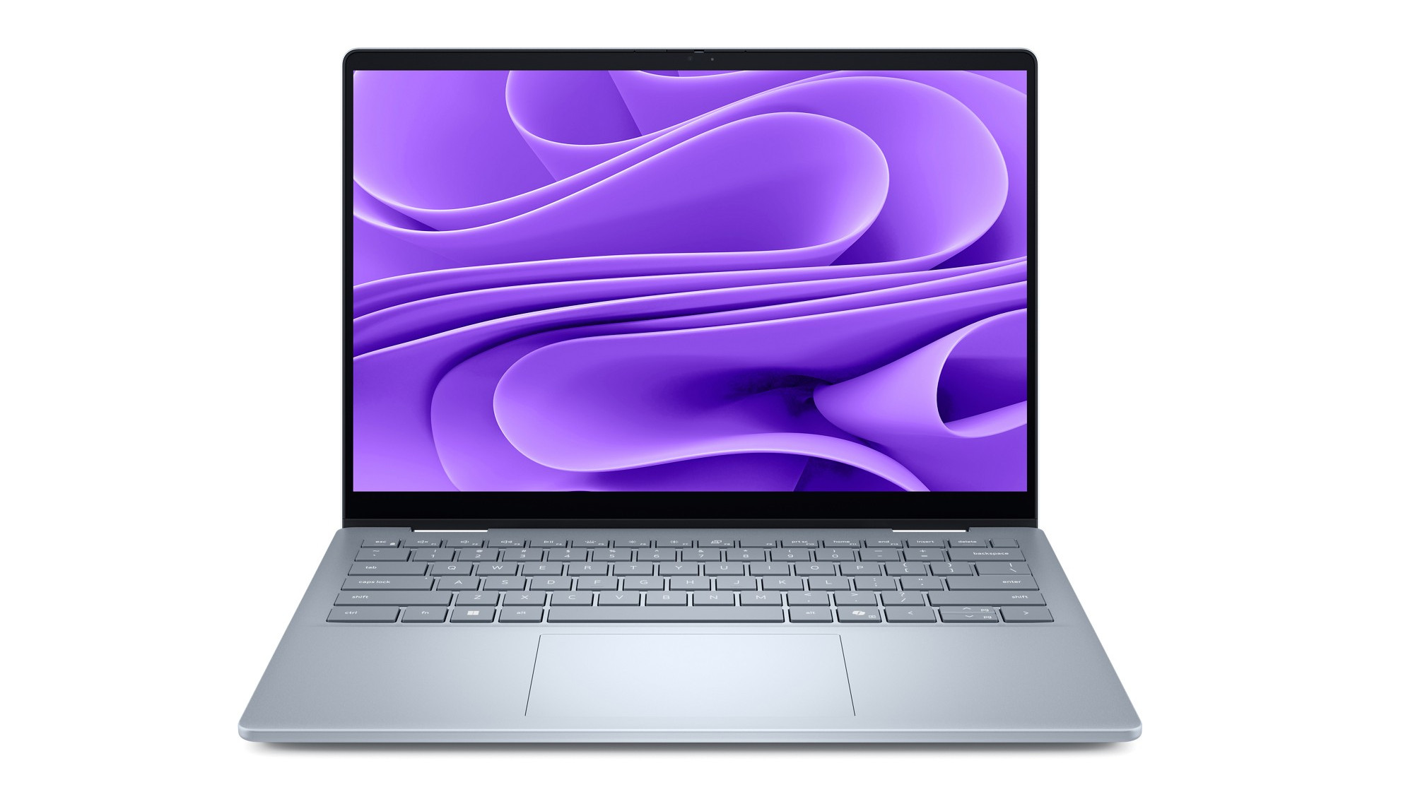 Dell Plus Laptop in silver shown front-on