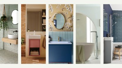 Compilation image of the the latest bathroom trends 2023