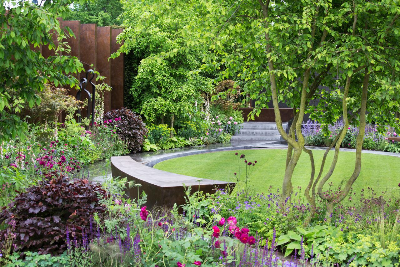 a modern landscaping scheme with flowers