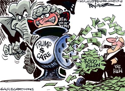 Political cartoon U.S. GOP health care bill uninsured tax cuts