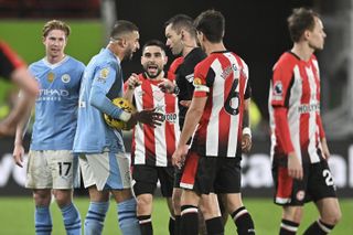 Brentford's Neal Maupay and Man City's Kyle Walker became embroiled in a war of words.