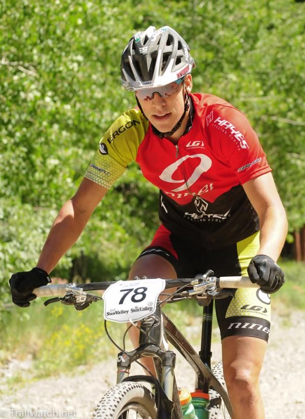 Skyler Trujillo riding in second place on lap one