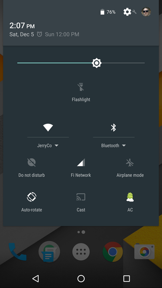 Nexus 6P quick settings
