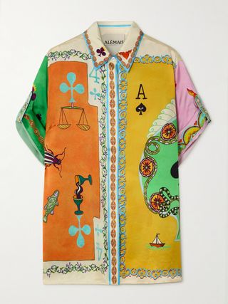 Rummy Printed Silk-Satin Shirt