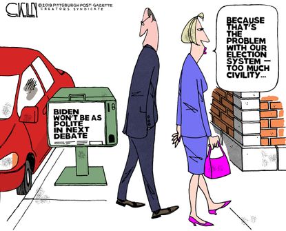 Political Cartoon Biden Democratic Debate Civility