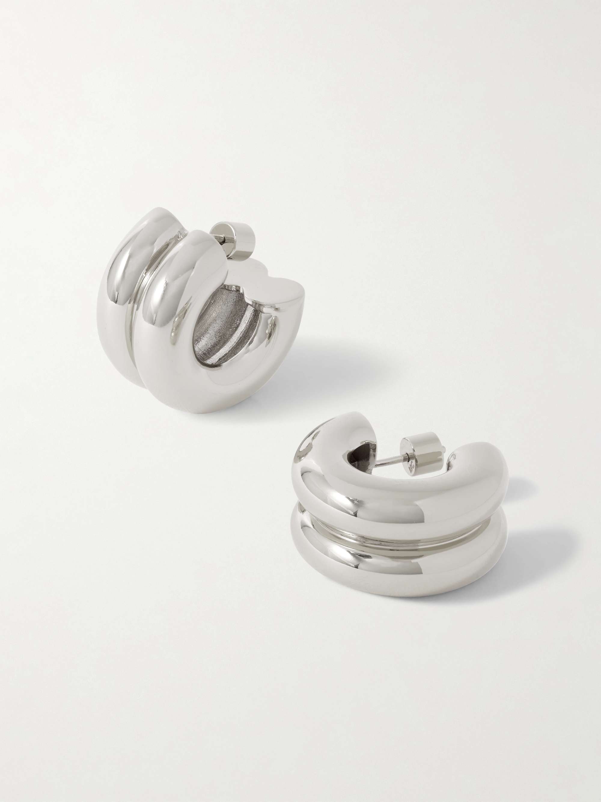Double Rhodium-Plated Hoop Earrings