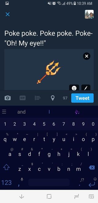 Switch keyboards to type your tweet