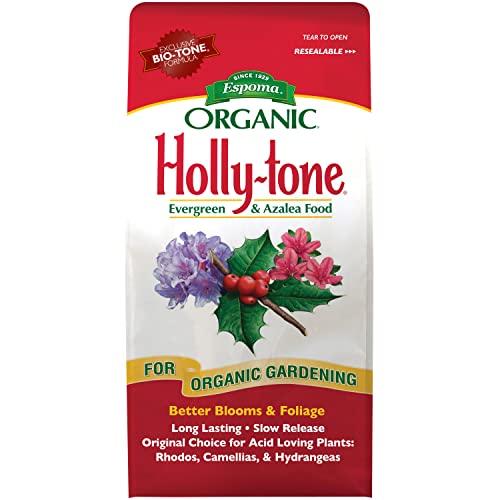 Espoma Organic Holly-Tone 4-3-4 Evergreen &amp;amp; Azalea Plant Food; 4 Lb. Bag; the Original &amp;amp; Best Organic Fertilizer for All Acid Loving Plants Including Azaleas, Rhododendrons &amp;amp; Hydrangeas. Pack of 2