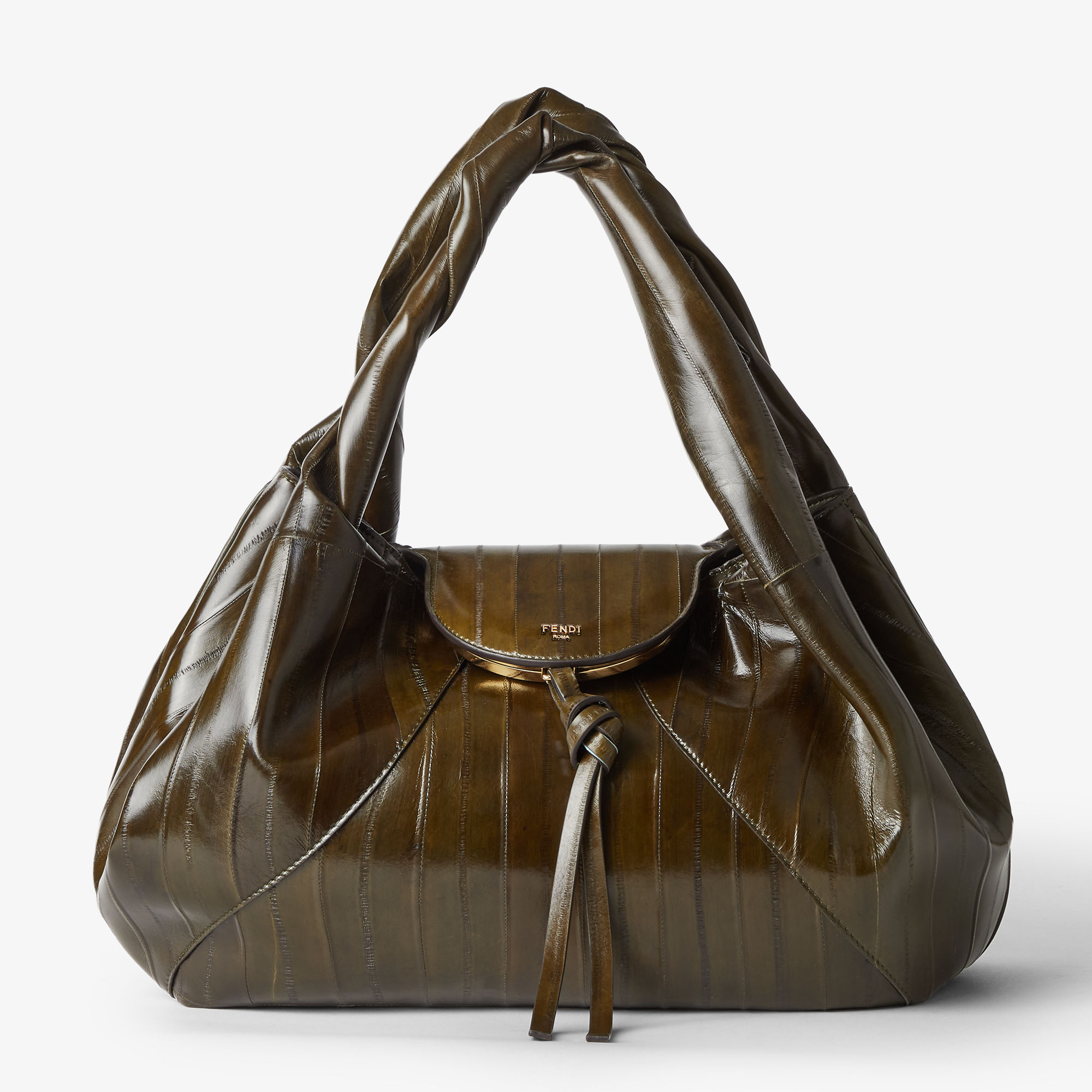 Fendi Spy Olive Green Inlaid Hagfish Leather Bag