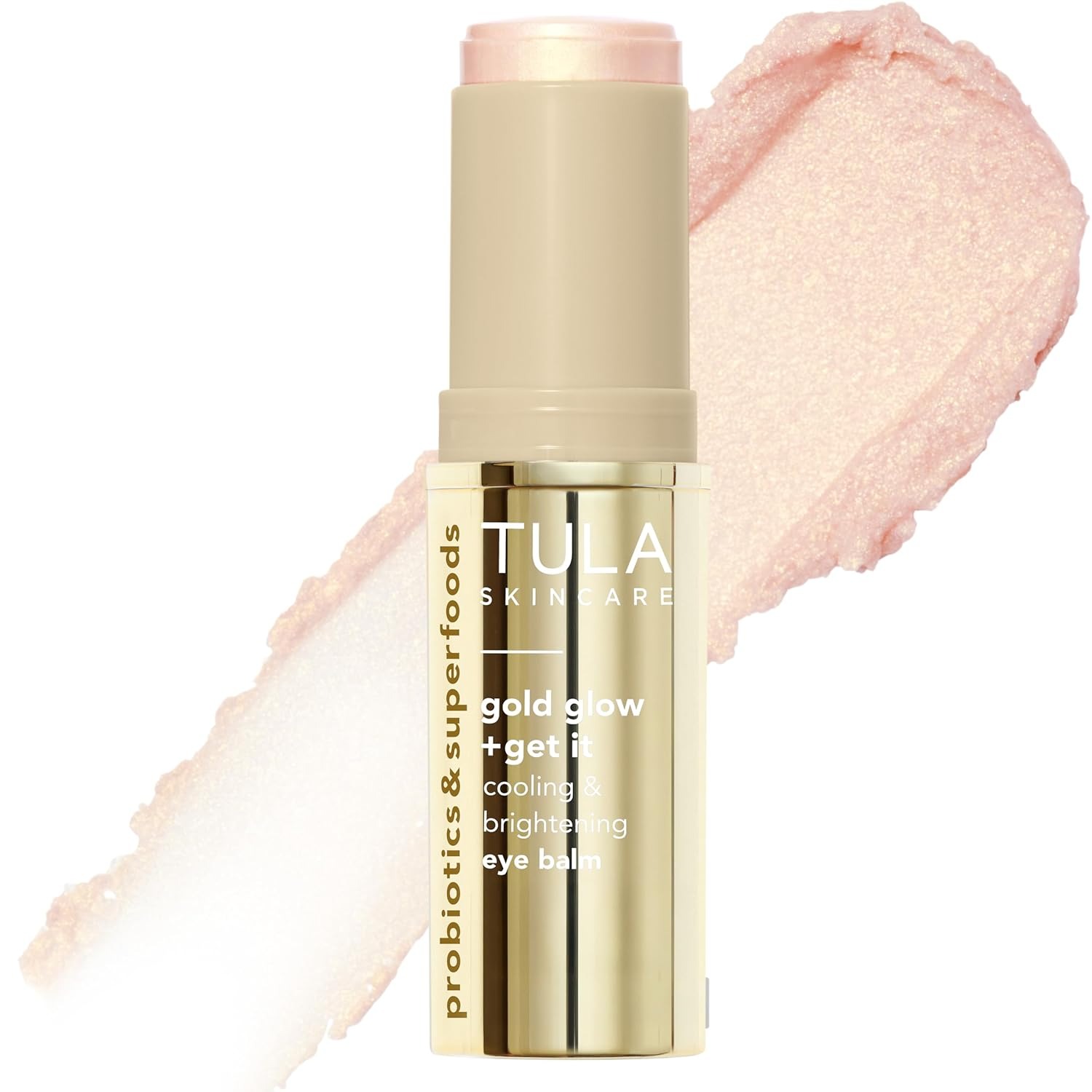 TULA, Tula Skin Care Eye Balm Gold Glow - Dark Circle Treatment, Instantly Hydrate and Brighten Undereye Area, Portable and Perfect to Use On-The-Go, 0.35 Oz.