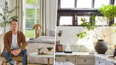 A side by side of Nate Berkus and his kitchen