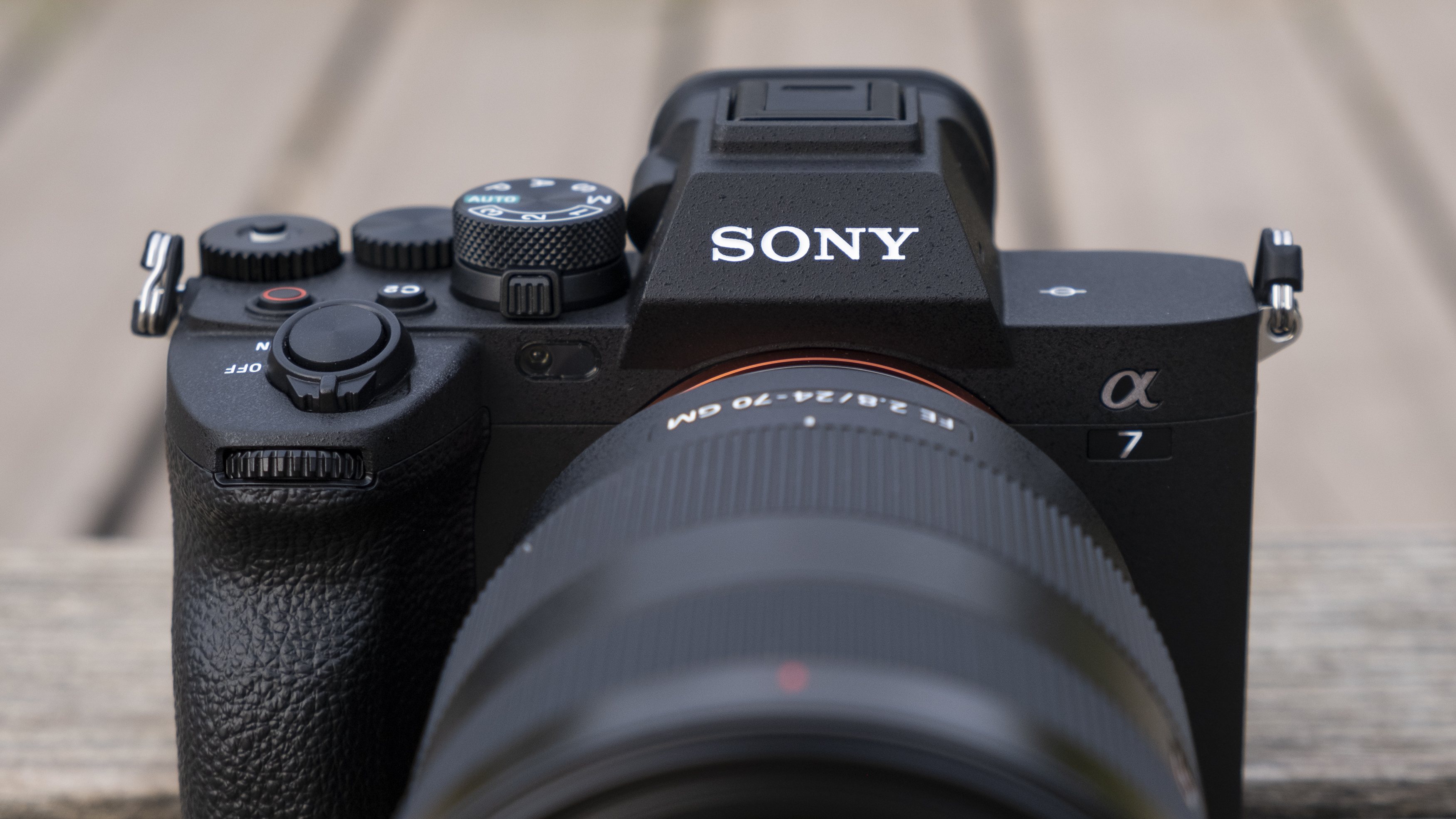 The front of the Sony A7 IV camera showing its viewfinder bump