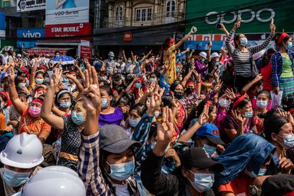 Protest in Yangon, Myanmar.