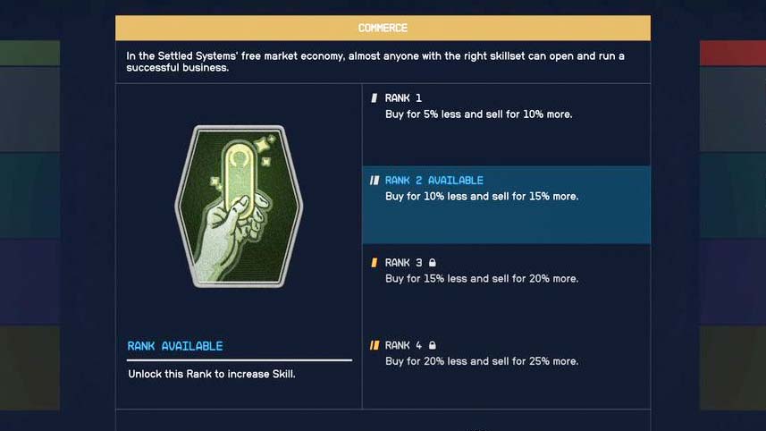 Starfield Commerce Skill.