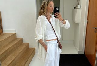 woman in white shirt and pants