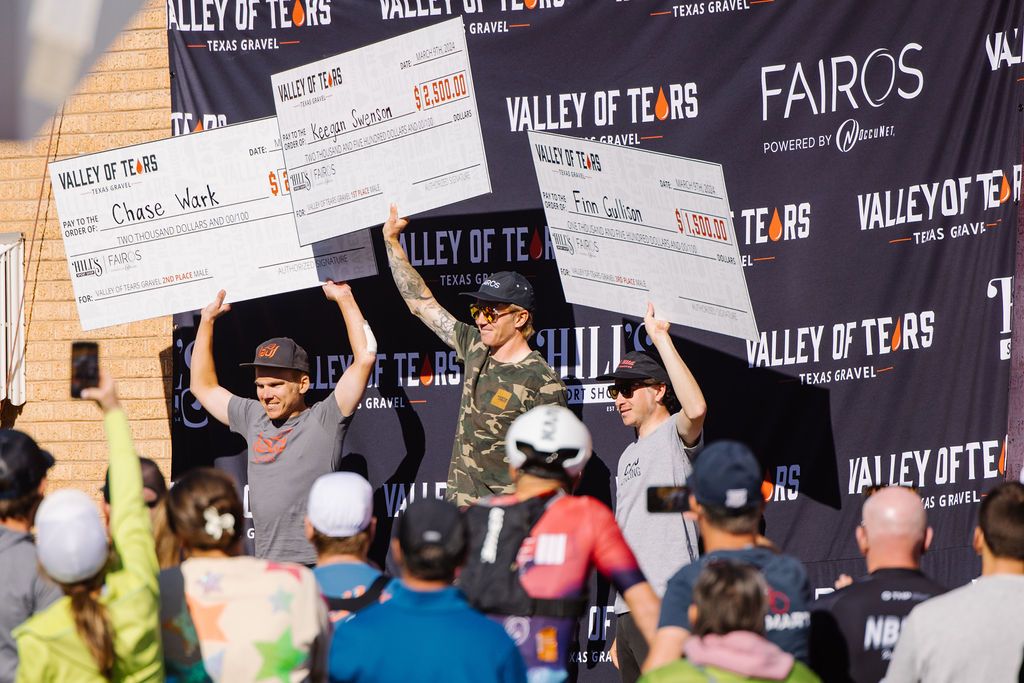 Men's podium at Valley of Tears Texas Gravel