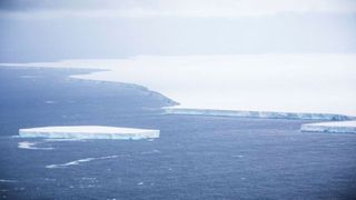 Iceberg A68a, one of the largest ever recorded icebergs, floating near South Georgia Island.