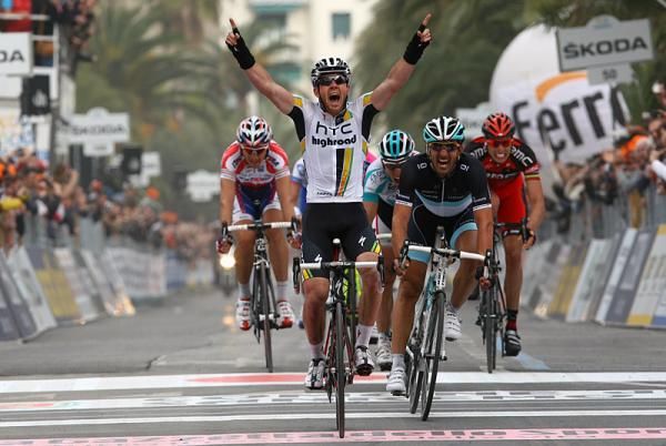 Matt Goss (HTC - Highroad) outsprinted Fabian Cancellara (Leopard Trek) and Philippe Gilbert (Omega Pharma - Lotto) to win Milan-San Remo.