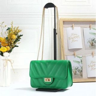 green chain strap handbag