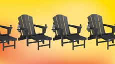black adirondack chair on a colorful background