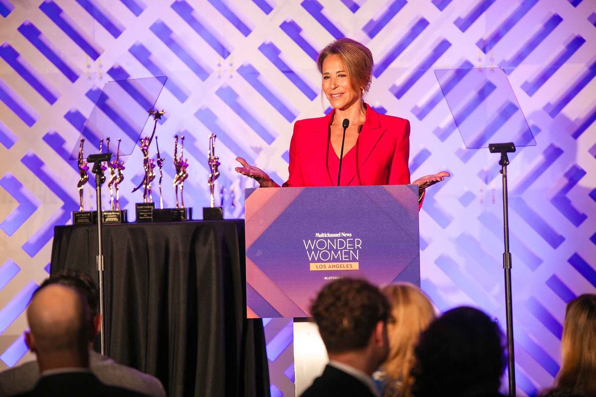 Giselle Fernandez receives her Woman of Influence award on June 20, 2023, at the Sofitel Hotel Los Angeles.