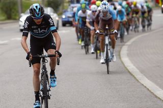 Chris Froome in action during Stage 7 of the 2016 Volta a Catalunya